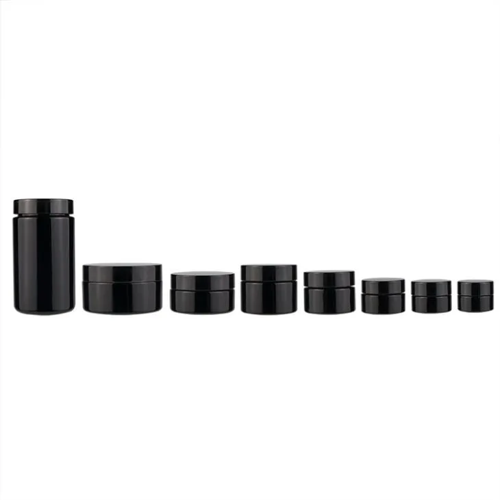 3ml 5ml 10ml Empty Mini Straight Sided Small Round Concentrate Black Glass Jar Container