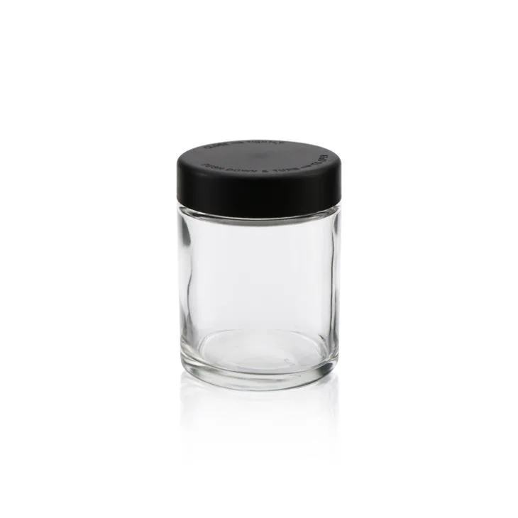 4 Oz Clear CR Glass Jars With Black Childproof Cap