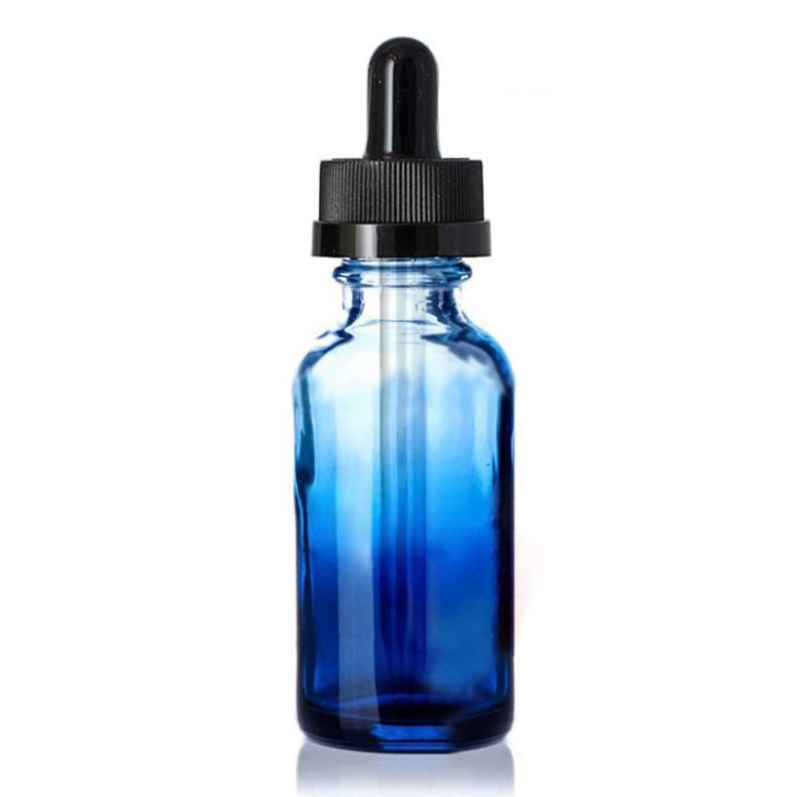 بطری قطره چکان شیشه ای گرد شیشه ای 4 OZ Gradient Blue Boston