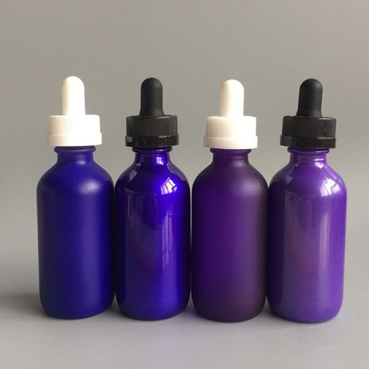 60ml Gloss Matte Purple Boston Round Glass Dropper Bottle