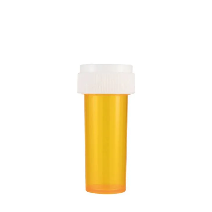 8 Dram Amber Child Resistant Reversible Lid Plastic Vials Jar