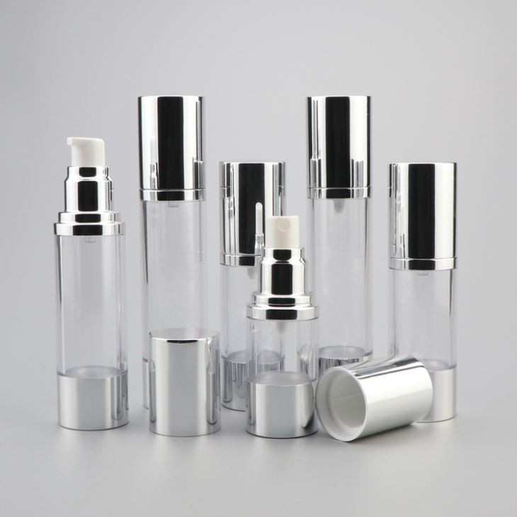 Airless Lotion Cream Spray Bottle With Silver Aluminum Cap