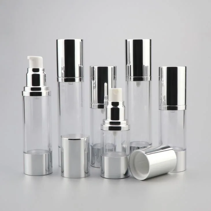Airless Lotion Cream Spray Bottle With Silver Aluminum Cap