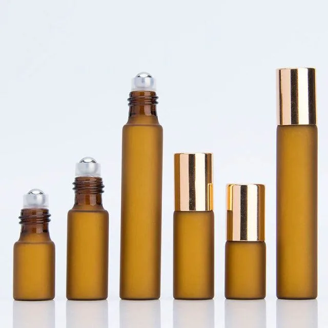 Amber Roller Bottle With Gold Cap 5ml 8ml