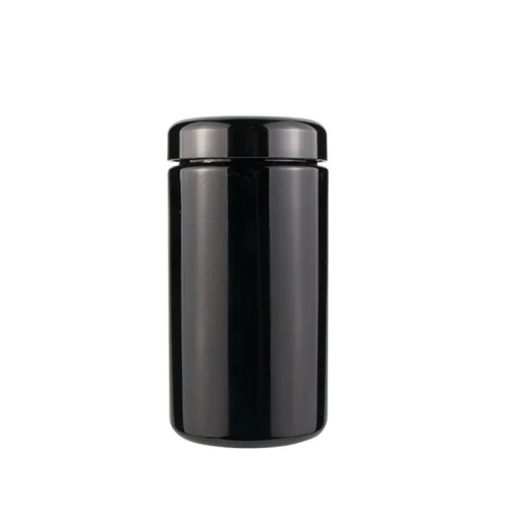 Large 500ml Black Ultraviolet Glass Storage Screw Top Jar