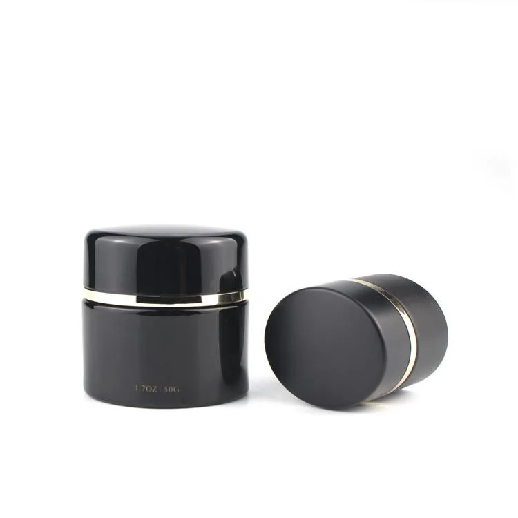 Luxury Flush Flat Oval Black Cosmetic Glass Packaging Botte, Desain Yang Bagu...