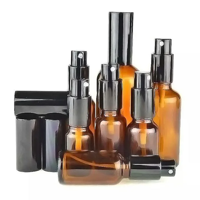 Botol Kaca Bening Kaca Bening Dengan Pompa Dan Tutup Hitam Aluminium