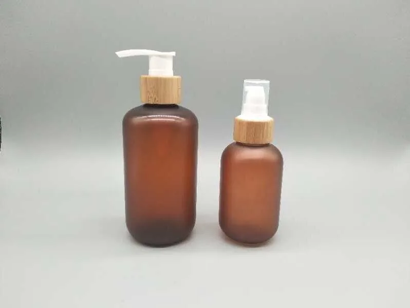 ظروف سفارشی Amber Frosted 20ml 50ml 60ml 100ml 100ml بسته بندی بامبو مو بسته ...