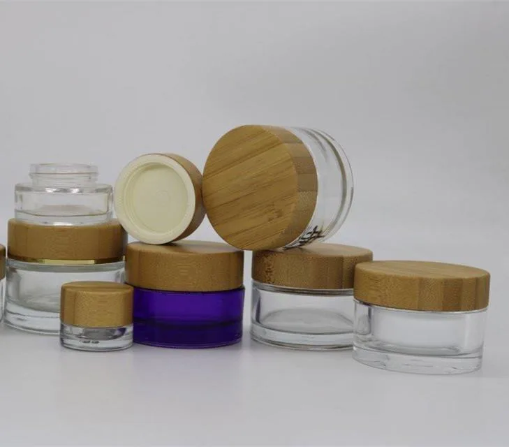 15g 30g 50g glerkrukka plastkrukka með bambusloki