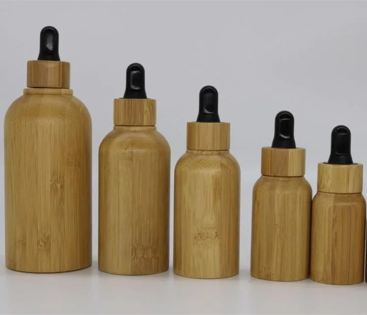 30ml 50ml glerflaska ilmkjarnaolíudropflaska með bambus