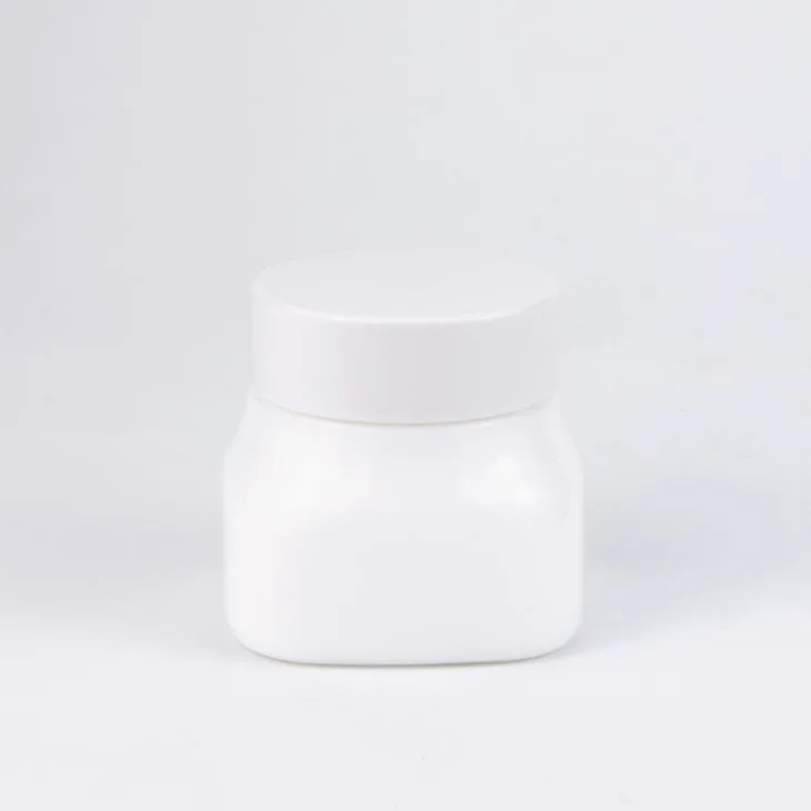 Slant Shoulder White Opal Ceramic Glass Cosmetic Jar