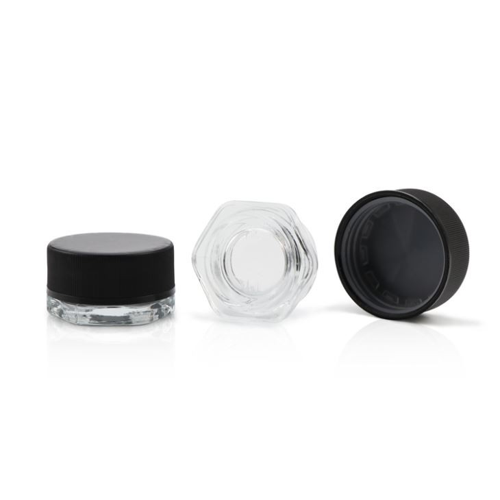 Hexagon Clear Concentrate Jar For Dab With Childproof Lid