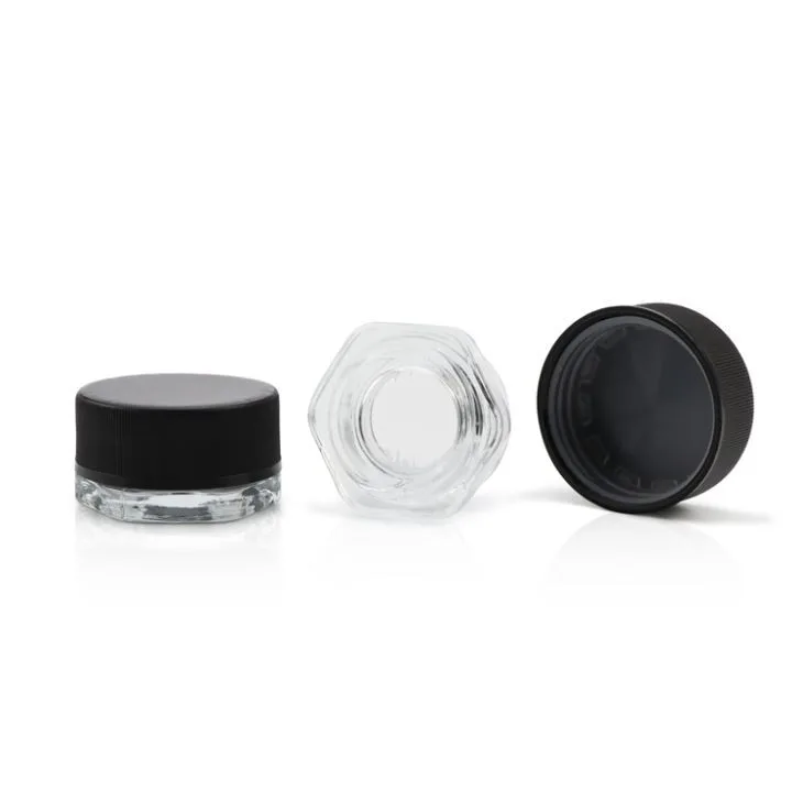 Hexagon Clear Concentrate Jar For Dab With Childproof Lid