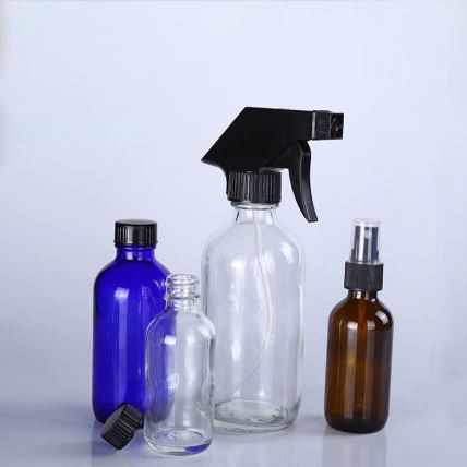 Cobalt Blue Boston Round Essential Oil Glass Trigger Spray Bottle 