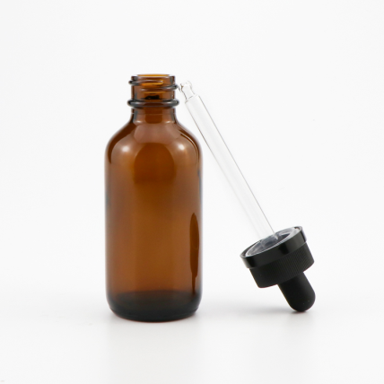 1 2 3 4 Oz Boston Round Dropper Glass Bottle With Child Proof Caps