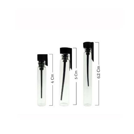 Frasco de perfume de vidrio transparente de 1 2 3 ml con corcho de plástico negro