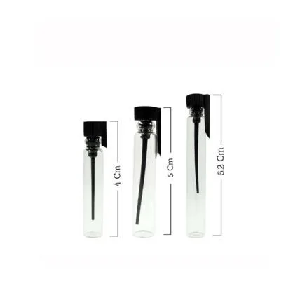1 2 3 Ml Clear Glass Perfume Vial With Black Plastic Cork