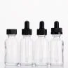 1 OZ Clear Boston Round Glass Bottle With Dropper Cap