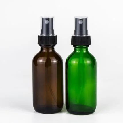 120 Ml Amber Boston Round Glass Bottle With Atomizer Pump