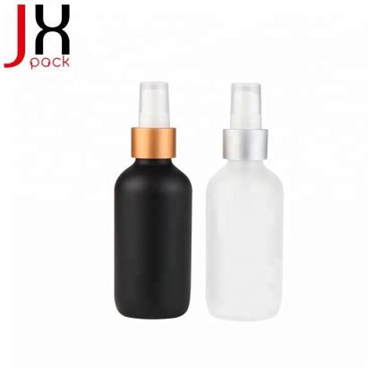 120ml Matte Black Boston Round Glass Bottle With Atomizer Pump