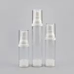 15 Ml 30 Ml 50 Ml Cosmetic Airless Pump Clear Plastic Bottle