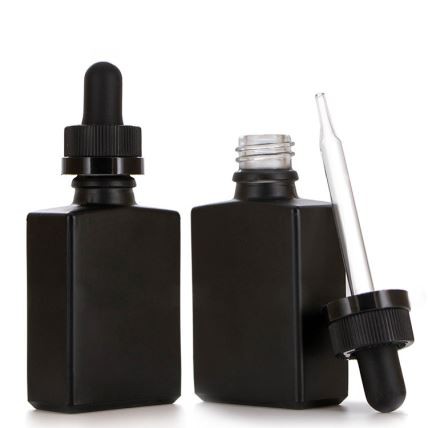 15ml 30ml 50ml Black Rectangle Dropper Bottle With Dropper