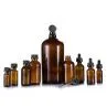 1oz Amber Boston Round Glass Bottle With Glass Dropper