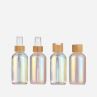 2 Oz 4 Oz Colored Bamboo Lotion Pump Boston Round Glass Bottle