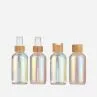 2 Oz 4 Oz Colored Bamboo Lotion Pump Boston Round Glass Bottle