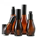 New Design Light Bulb Shape Amber Glass Bottle With Black Pump