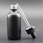 Frosted Matte Black Boston Round Glass Bottles With Dropper