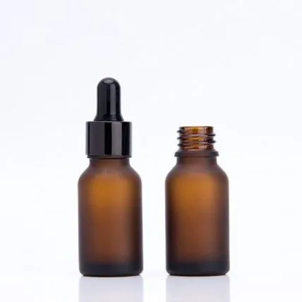 20ml Amber Essential Oil Dropper Glass Bottle With Black Glass Dropper