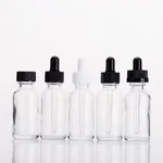 2oz 4oz Clear Boston Round Glass Bottle With Black Twist Off Cap