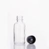 2oz 4oz Clear Boston Round Glass Bottle With Black Twist Off Cap