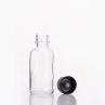 2oz 4oz Clear Boston Round Glass Bottle With Black Twist Off Cap