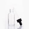 2oz 4oz Clear Boston Round Glass Bottle With Black Twist Off Cap