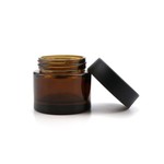 2oz Brown Child Resistant Glass Jar With Black Flush Cap