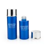 40ml 50ml Blue Cosmetic Lotion Spray Pump Glass Bottle With Silver Cap