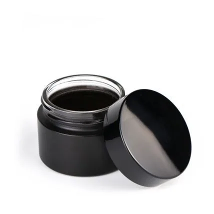 30g 50g Round Face Matte Black Cream Glass Jar With Black Lid