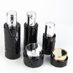 30ml 100ml Spray Pump Black Cosmetic Face Lotion Cream Glass Bottle Jar Packaging Set