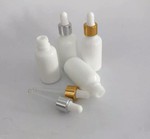 30ml Glossy White Glass Bottle With Silver Aluminum Dropper For Essential Oil
