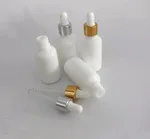 30ml Glossy White Glass Bottle With Silver Aluminum Dropper For Essential Oil
