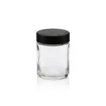 4 Oz Clear CR Glass Jars With Black Childproof Cap