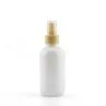 4 Oz White Lotion Boston Round Glass Bottle With Spray Pump