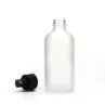 4oz Clear Frosted Boston Round Glass Bottle With Atomizer Pump