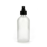 4oz Clear Frosted Boston Round Glass Bottle With Atomizer Pump