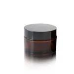 50ml Amber Cosmetic Cream Glass Jar With Black Lid
