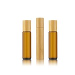 10ML Glass Amber Roll On Ball Bottles With Bamboo Cap