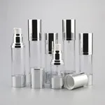Airless Lotion Cream Spray Bottle With Silver Aluminum Cap