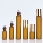 10ml Amber Metal Roller Bottle With Gold Cap